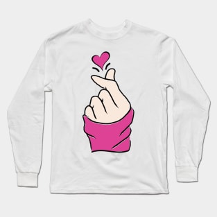 Cute Heart Hot Pink Korean Love Finger Snap Gifts Long Sleeve T-Shirt